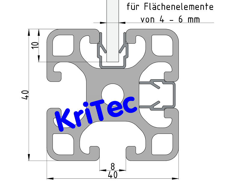 KriTec Abdeck- und Einfassprofil 8 Raster 40, grau