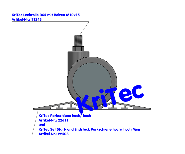 KriTec Set Start- und Endstück Parkschiene hoch/ hoch Mini