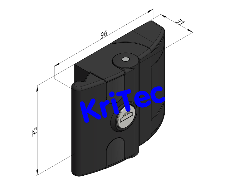 KriTec Fallenverschluss Mini gleichschliessend, anschraubbar von vorne, schwarz
