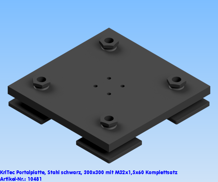 KriTec Portalplatte, Stahl schwarz, 300x300 mit M32x1,5x100 Komplettsatz