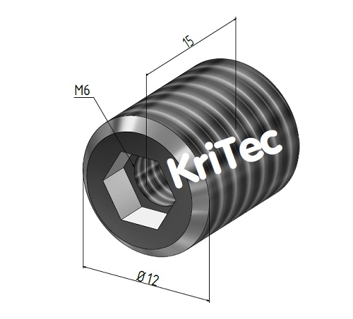 KriTec Verbundmuffen D12x15 M6 mit Innensechskant