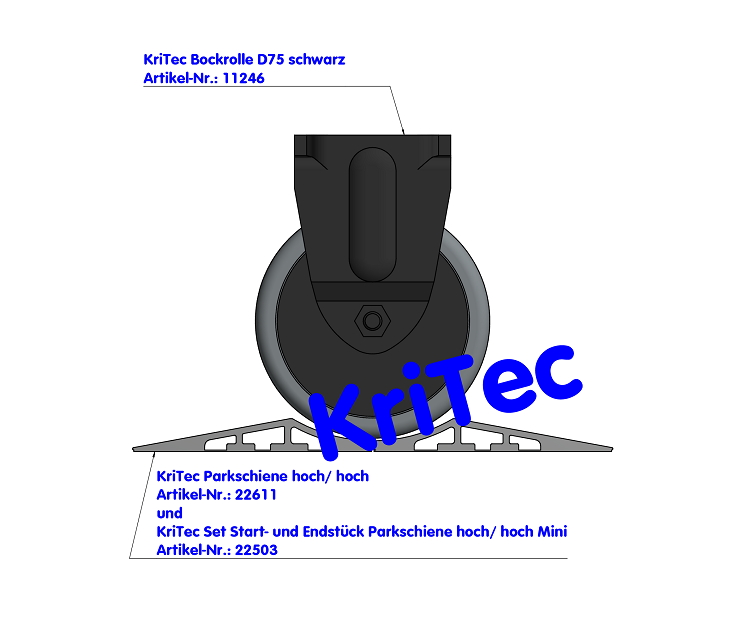 KriTec Set Start- und Endstück Parkschiene hoch/ hoch Mini