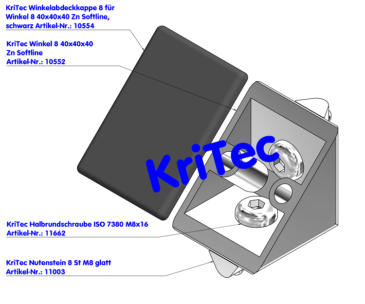 KriTec Winkel 8 40x40x40 Zn Softline