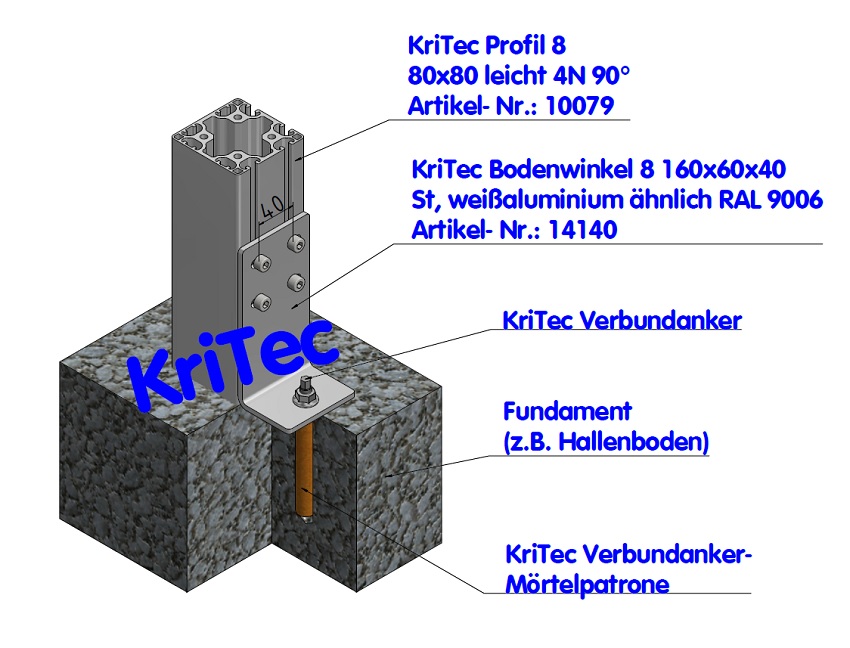KriTec Profil 8 80x80 4N 90° leicht