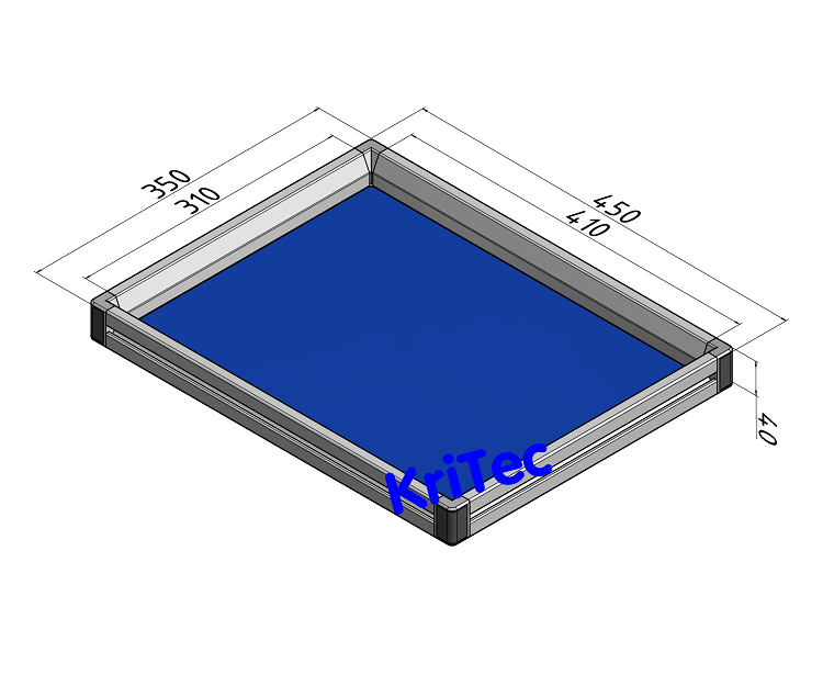 KriTec Tablett 4x3 ESD, Rand vierseitig, Innenmaß 410x310mm, blau ähnl. RAL 5015