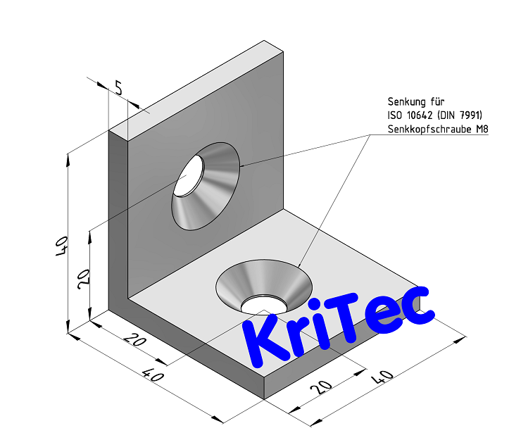 KriTec Stahlwinkel 8 40x40x40 mit Senkungen, verzinkt