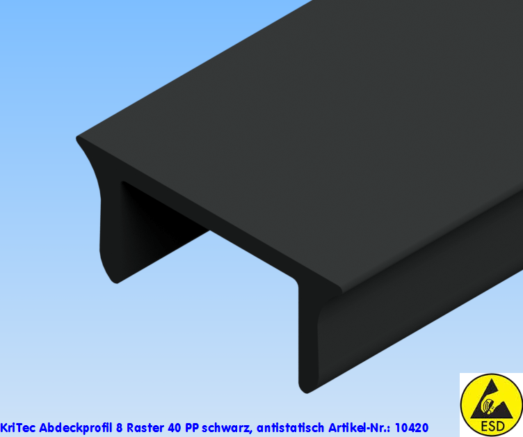 KriTec Abdeckprofil 8 Raster 40 PP schwarz, antistatisch