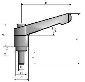 KriTec Klemmhebel PA verstellbar mit Aussengewinde