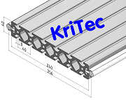 KriTec Linearschlitten-Profilträgerset 8 240x40 schwer, Welle D14, liegend