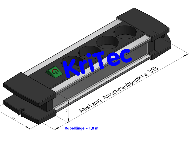 KriTec 4-fach Steckdosenleiste mit Schalter