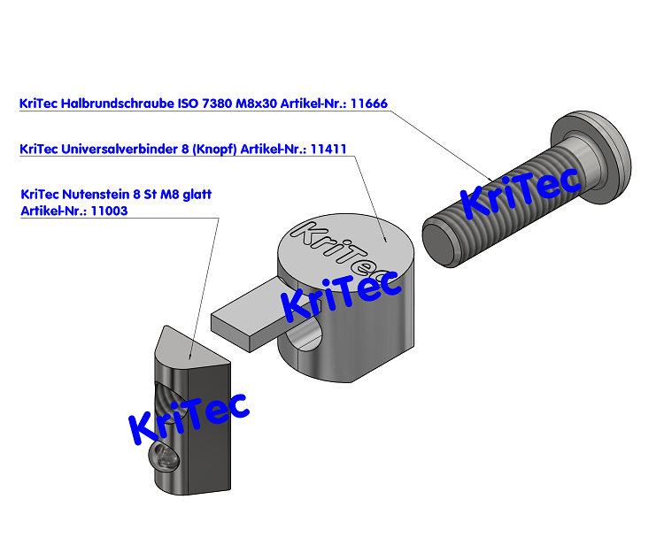 KriTec Universalverbindungssatz 8 Raster 40, verzinkt und rostfrei