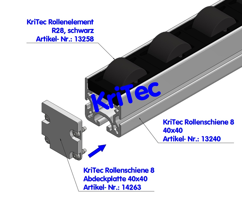 KriTec Rollenelement D28 mit Rolle R28, schwarz