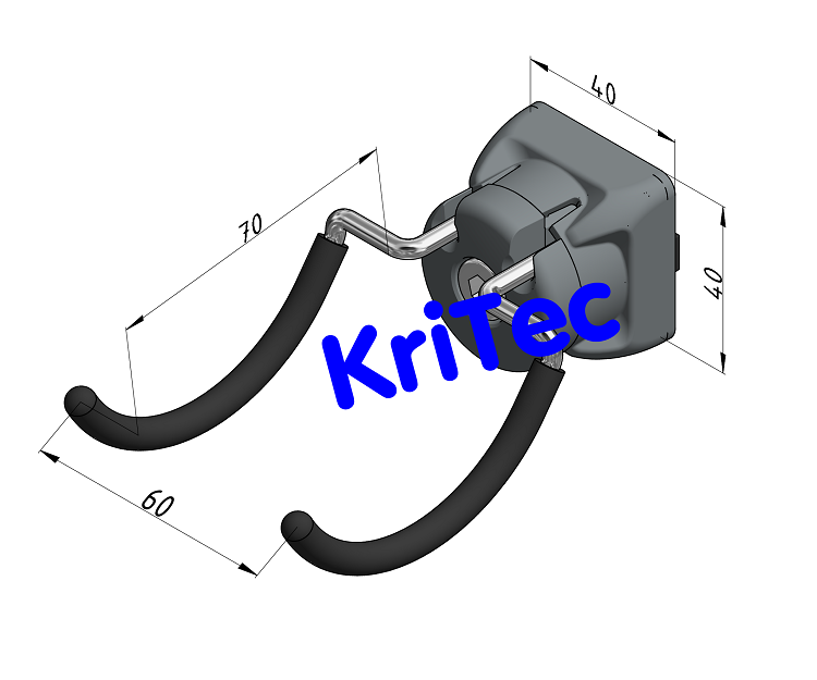 KriTec Haken 10 R30 Raster 40/ 45/ 50/ 60, grau ähnlich RAL 7042