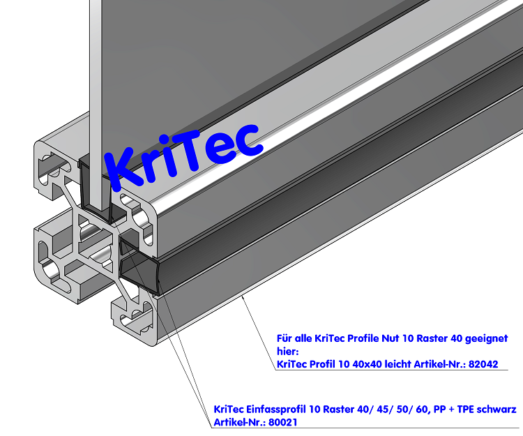 KriTec Einfassprofil 10 Raster 40/ 45/ 50/ 60, PP + TPE schwarz