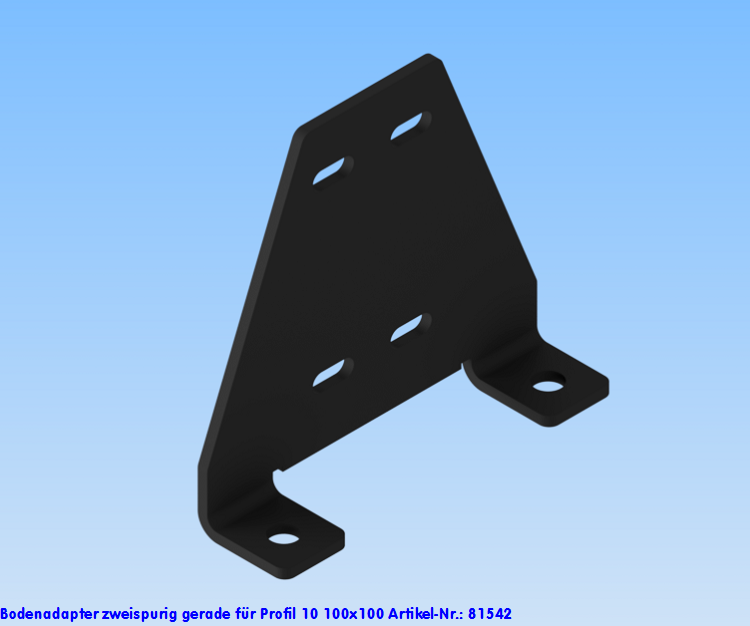 KriTec Bodenadapter zweispurig gerade für Profil 10 100x100, schwarz