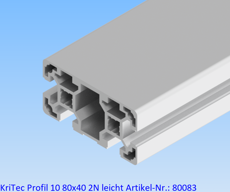 KriTec Profil 10 80x40 2N leicht (2 Nuten geschlossen, 4 Nuten offen)