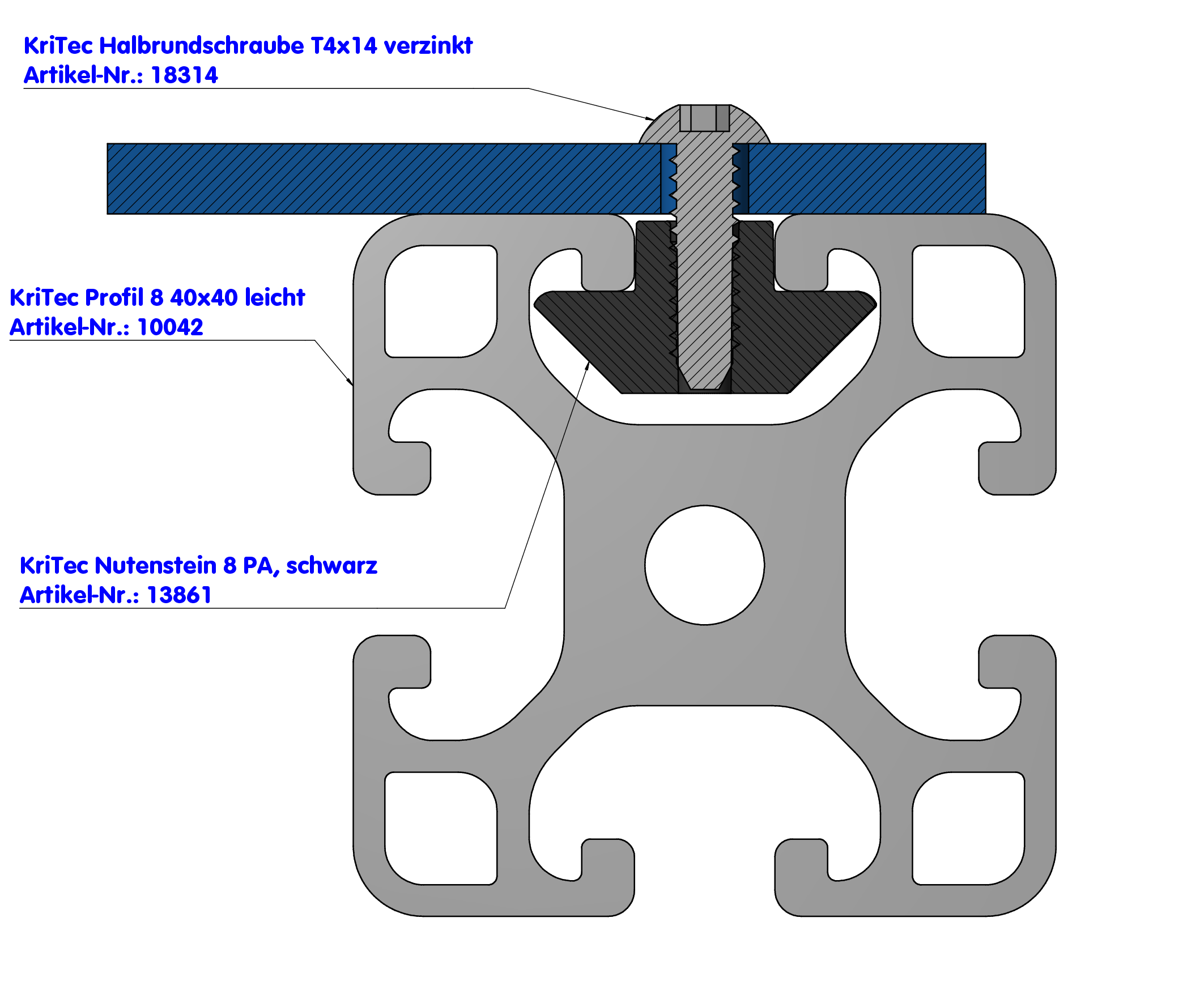 KriTec Nutenstein 8 PA, schwarz