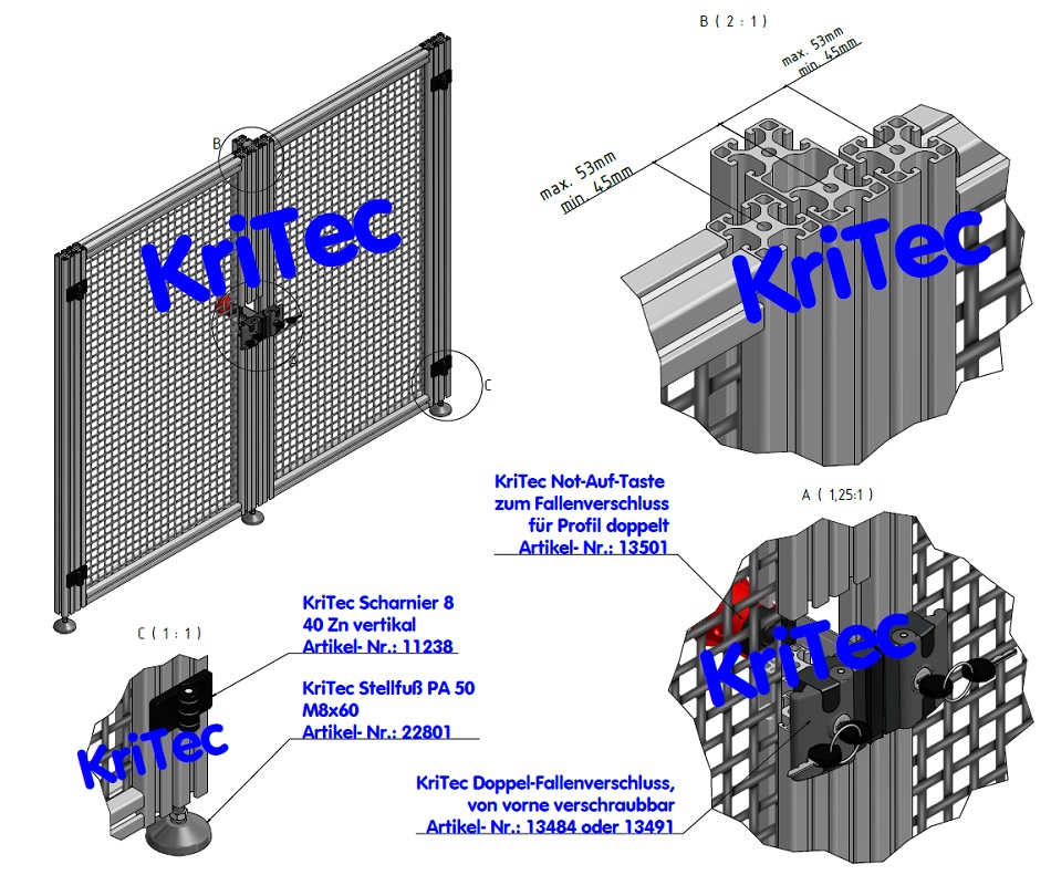 KriTec Scharnier 8 40 Zn vertikal