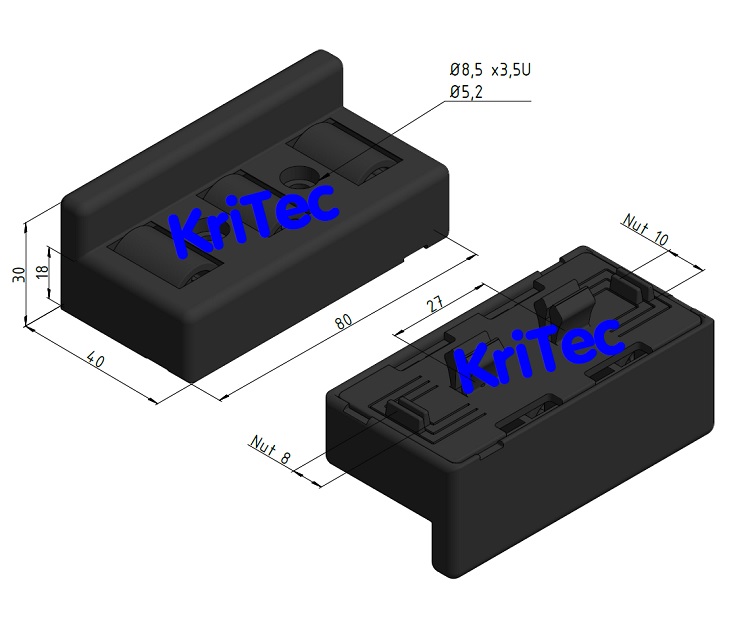 KriTec Rollenelement 8 80 mit Bordkante, klickbar