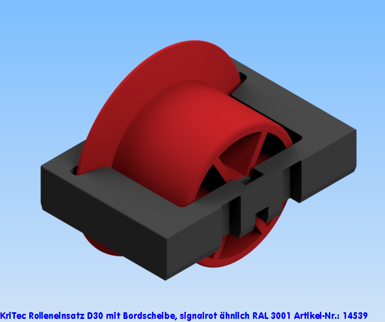 KriTec Rolleneinsatz D30 mit Bordscheibe, signalrot ähnlich RAL 3001