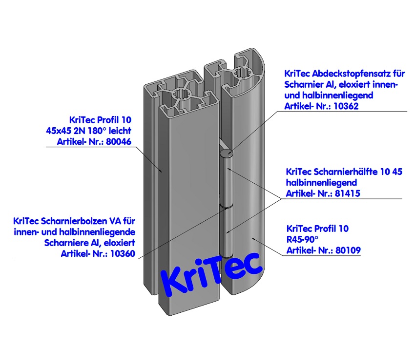 KriTec Profil 10 45x45 2N 180° leicht