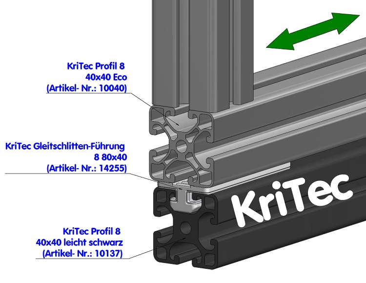 KriTec Profil 8 40x40 leicht schwarz