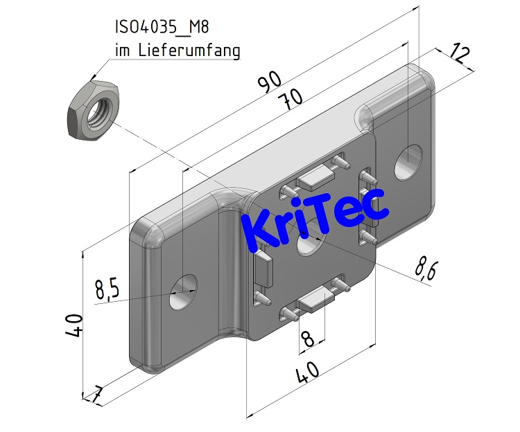 KriTec Adapterplatte für Monitorgelenk 8 VESA 75-100