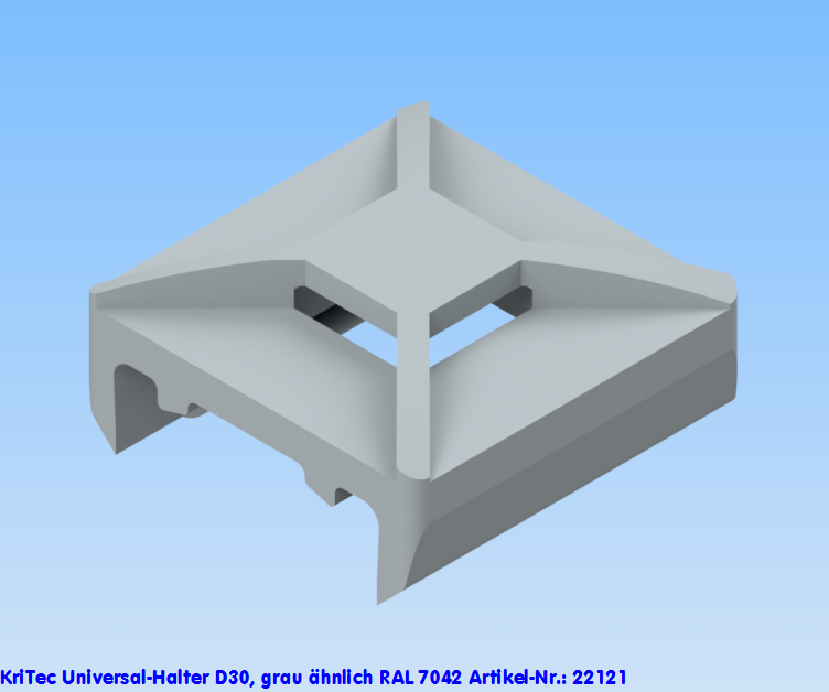 KriTec Universal-Halter D30, grau ähnlich RAL 7042