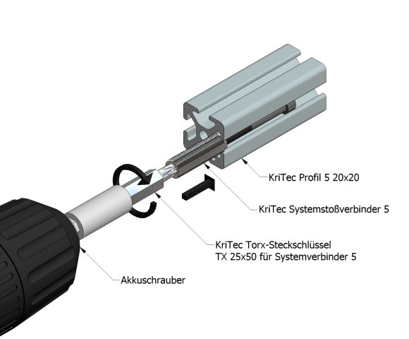 KriTec System-Stoßverbindungssatz Nut 5 Raster 20