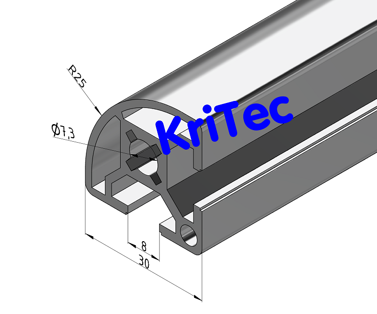 KriTec Profil 8 Raster 30 R30-90°