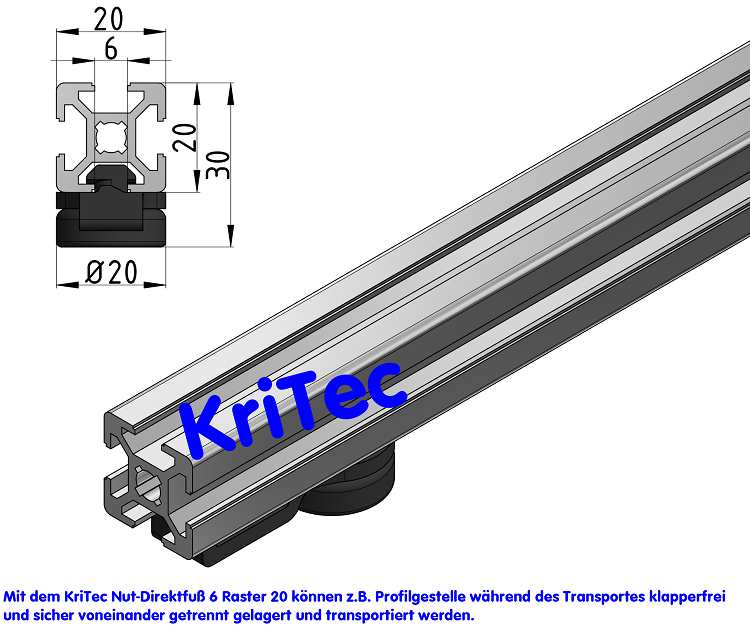 KriTec Nut-Direktfuß 6 Raster 20