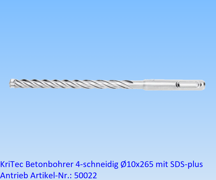 KriTec Betonbohrer 4-schneidig Ø10x265 mit SDS-plus Antrieb