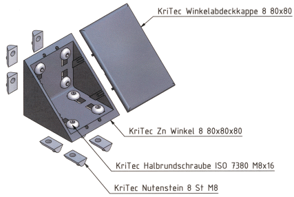 KriTec Winkel 8 80x80x80 Zn Standard