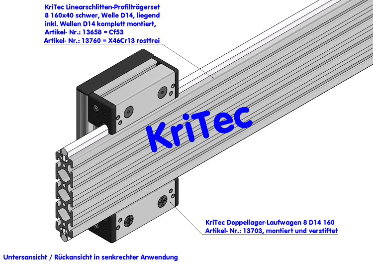KriTec Doppellager-Laufwagen 8 D14 160