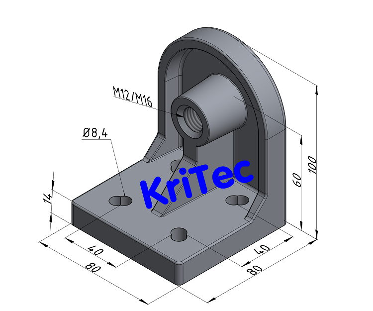 KriTec Stellfußsockel 8 D80, weißaluminium ähnlich RAL 9006