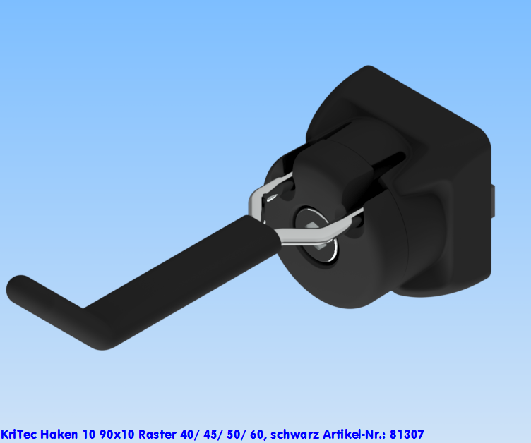 KriTec Haken 10 90x10 Raster 40/ 45/ 50/ 60, schwarz
