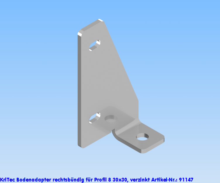 KriTec Bodenadapter rechtsbündig für Profil 8 30x30, verzinkt
