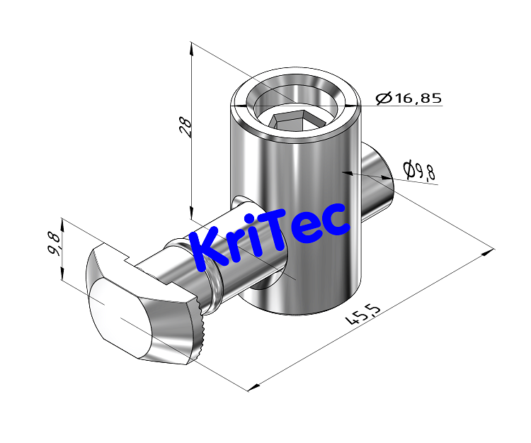 KriTec Zentralverbinder 10-90° (Schnellspannverbinder 90°)