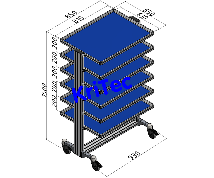 KriTec VarioMobil Typ A 850x650/ 6 Ebenen, blau ähnlich RAL 5015