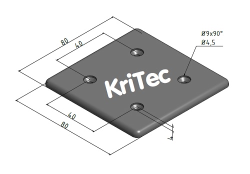 KriTec Abdeckkappe 8 PA 80x80 verschraubt inkl. Schrauben