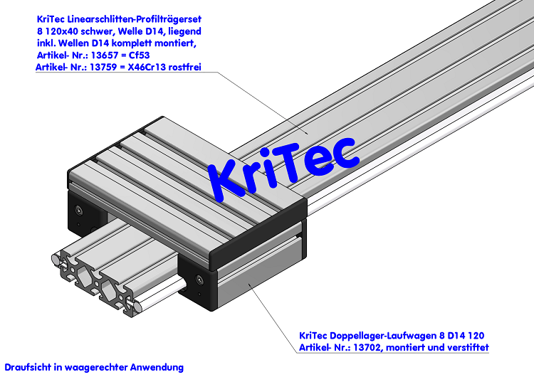 KriTec Doppellager-Laufwagen 8 D14 120