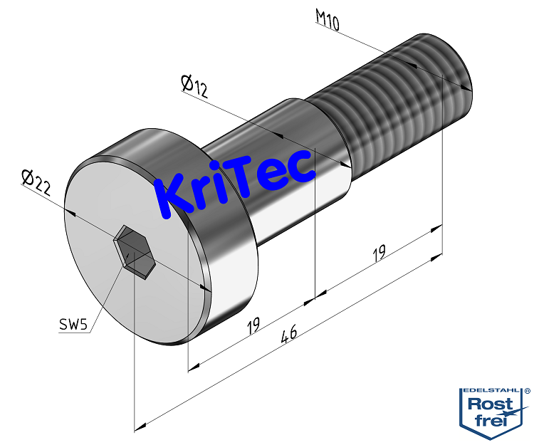 KriTec Bolzen 8 D14 zentrisch, VA rostfrei