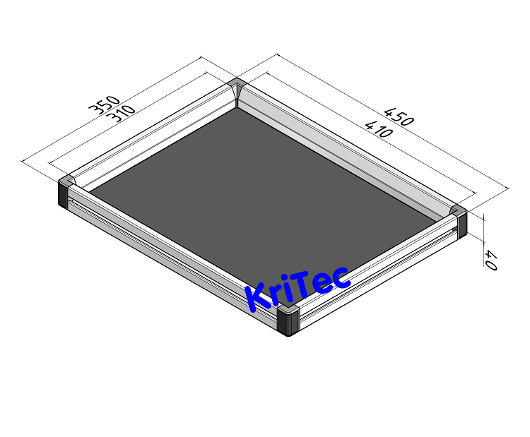 KriTec Tablett 4x3 ESD, Rand vierseitig, Innenmaß 410x310mm, grau ähnl. RAL 7035