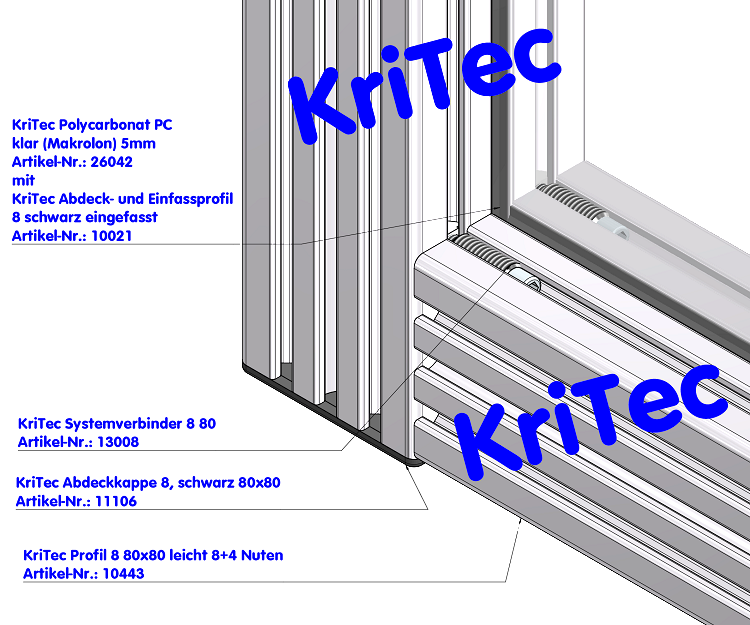 KriTec Profil 8 80x80 leicht 8+4 Nuten