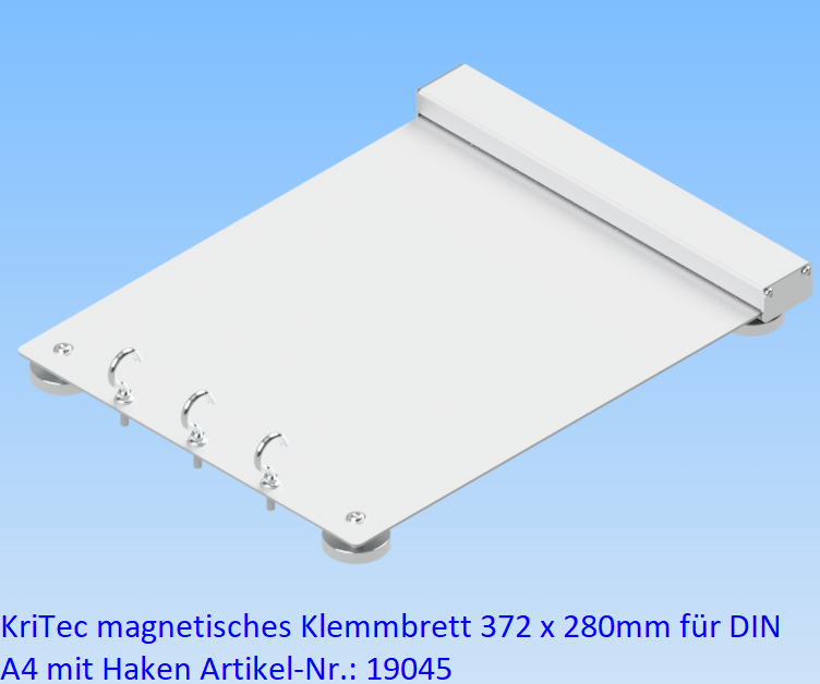 KriTec magnetisches Klemmbrett 372 x 280mm für DIN A4 mit Haken