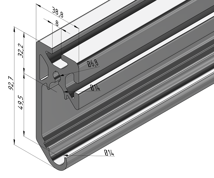 KriTec C-Schiene, Schienenprofil 8