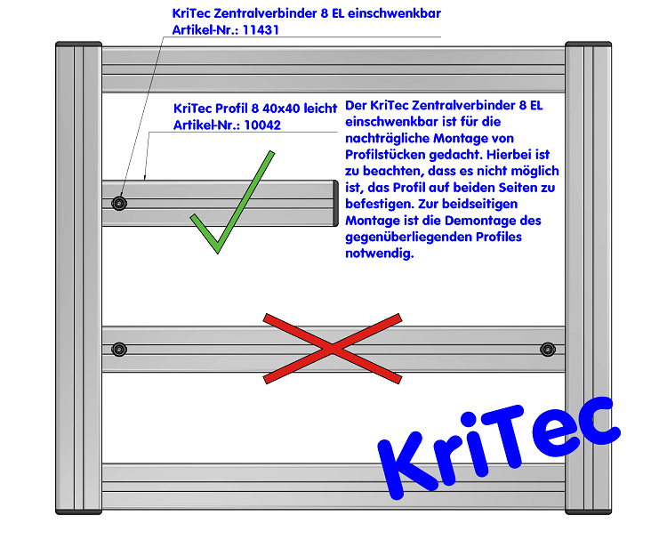 KriTec Zentralverbinder 8 EL einschwenkbar