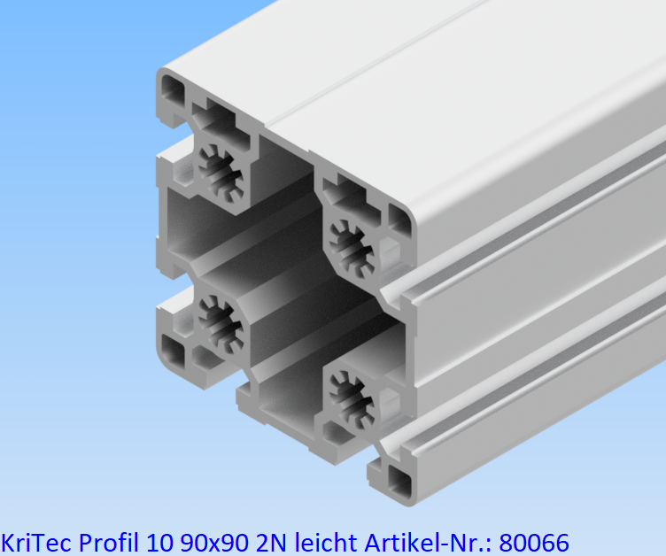 KriTec Profil 10 90x90 2N leicht (2 Nuten geschlossen, 6 Nuten offen)