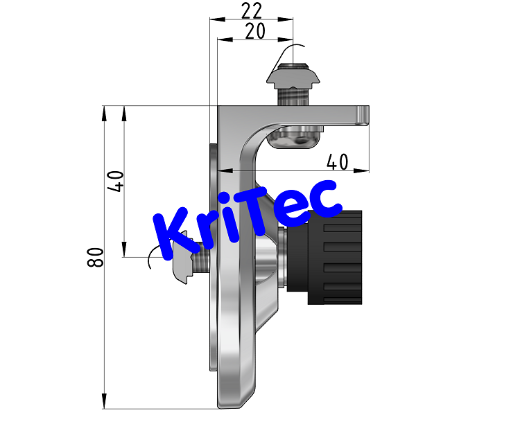 KriTec Winkelfeststellung 10 80x40 inkl. Befestigungssatz