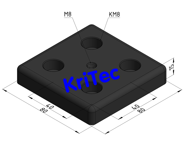 KriTec Transport- und Fußplatte 8 Zn 80x80x15 M8